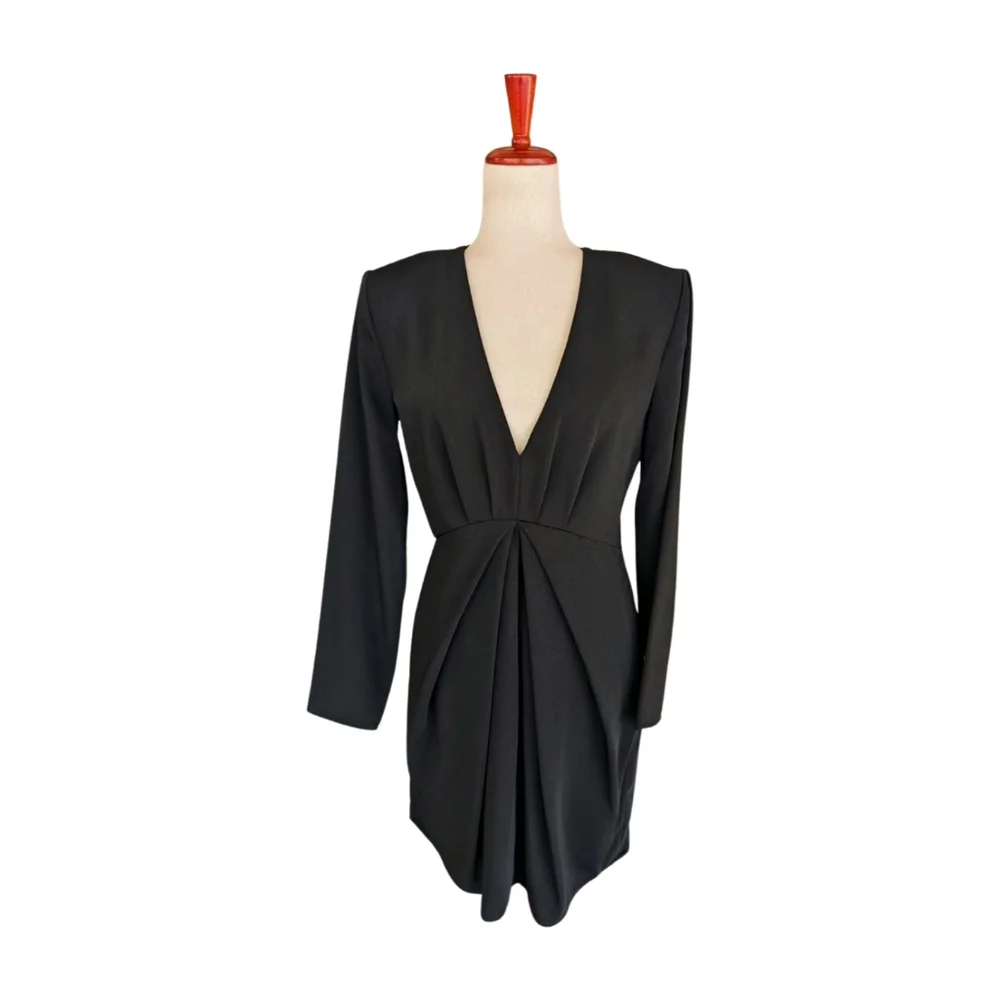 NWT THE KOOPLES Black Glam V-Neck Mini Dress‎ Size FR2/US6